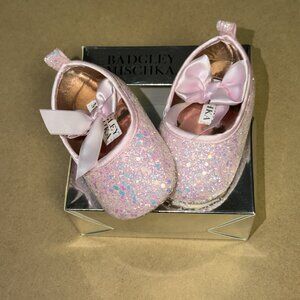 Badgley Mischka - Toddler Girl - Pink glitter ballerina shoes - size 3